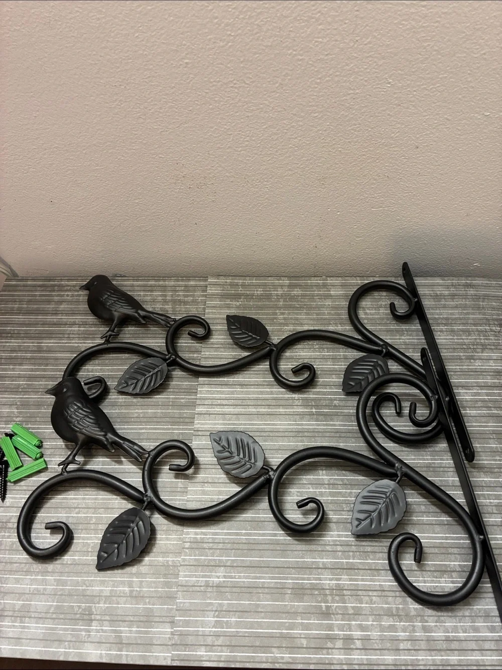 Decorative Black Metal Bird Plant Hangers x 2